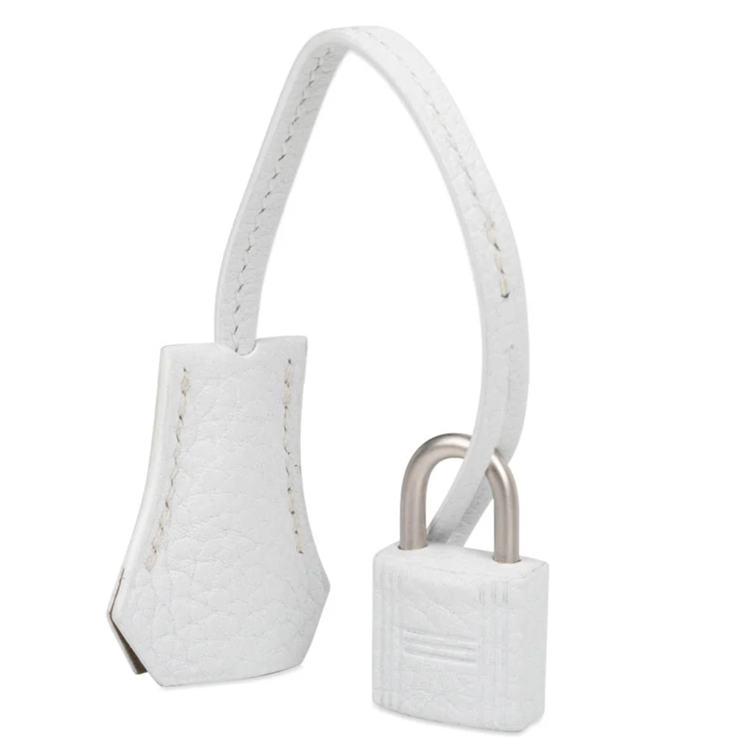 Bright Pure White Textured Compact Trapezoid Tote With Brushed Muted Silvery Hardware And Warm Neutral Tan Contrast Inner Lining